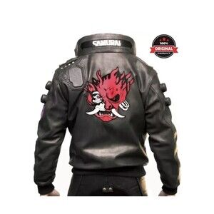 Ultimate Samurai Embroidered Cosplay Bomber Real Leather Motorcycle Jacket Med